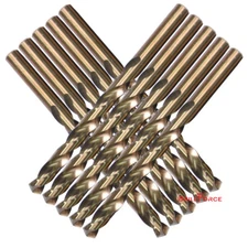DRILLFORCE 10PCS 3/16" COBALT DRILL BIT SET HSS M35 TWIST TOOLS METAL DRILL BITS