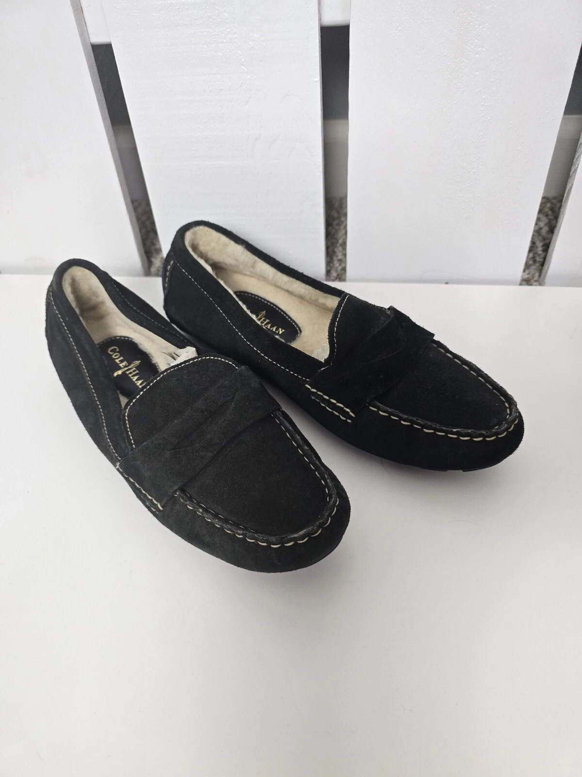 NIKE Mocassino Cole Haan Air Sadie Penny nero donna 8 5B scamosciato foderato in pelliccia di pecora