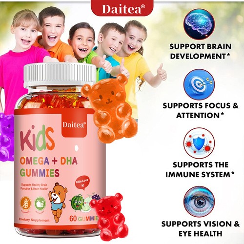 Gomme Omega 3 per bambini, gomme DHA Omega 3,6,9, supporto memoria, potenziatore cervello - Foto 2 di 12