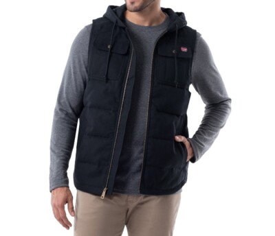 Wrangler Workwear Men's Work Vest with Hood Color Navy Size Small (34-36)  NWT