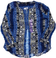 Nine West Jeans Womans Long Sleeve Lucy Shirt Poseidon Musical Tapestry Size XXL