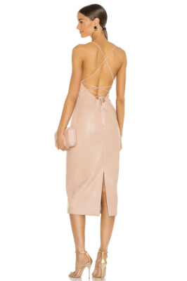 MISHA Rory Dress Nude Beige Faux Leather Open Tie Back US 0 NWT $311 | eBay