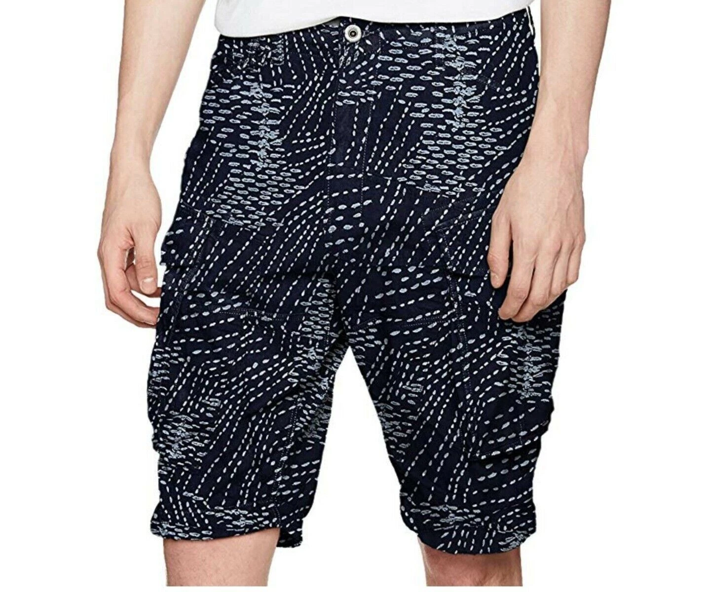 G-Star Rovic Premium Twill Loose Cargo Shorts in Sartho Blue, Size 34 BNWT $145