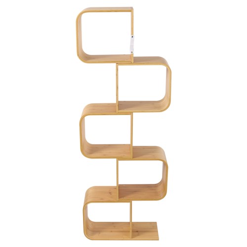 5-Tier S-Shaped Bamboo Bookcase – Stylish Storage and Display Solution - Picture 8 of 24