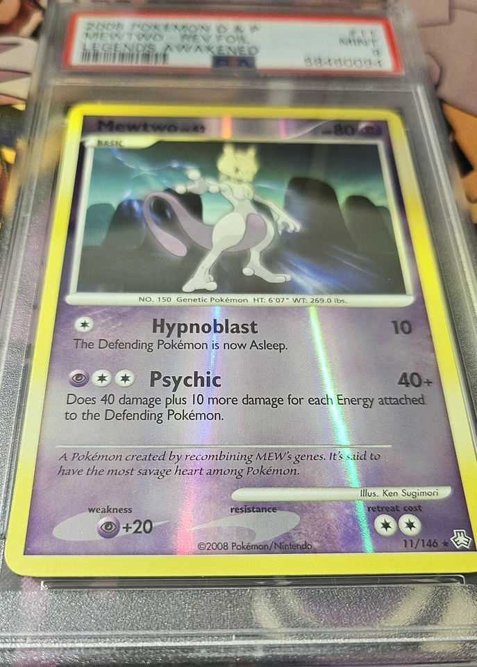Pokémon PSA 9 MINT Mewtwo Reverse Foil Rare - 2008 Legends Awakened 11/146 - Image 3 of 4