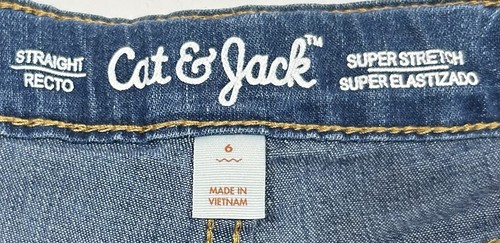Cat And Jack Girls Blue Super Stretch Straight Jeans Adjustable Waist Size 6 - Picture 3 of 11