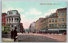 The Busy Corner. 1909 Utica, New York Postcard