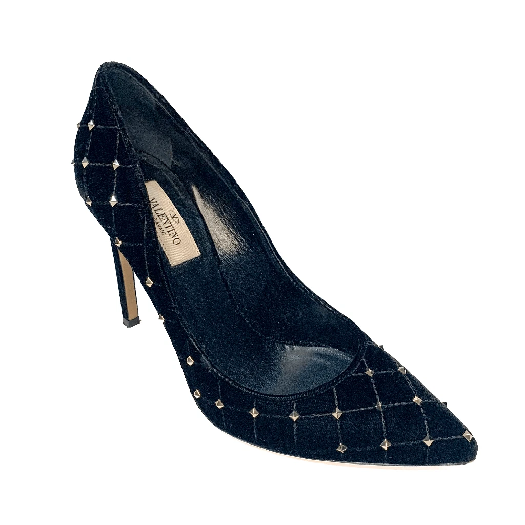 Valentino — Valentino Garavani Rockstud Spike Pointed-Toe Pumps EU 38 US 8 Black Heels