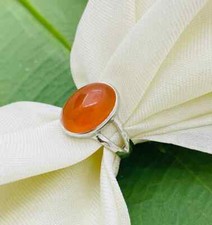 Orange Carnelian Ring 925 Sterling Silver Statement Handmade Women's Gift Ring