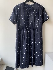 vintage Sag short sleeve navy blue Polka Dot Pattern midi dress medium