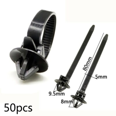 50X Nylon Cable Tie Wrap Fixed Fastener Clips Car Hose Fastening Zip Strap Set