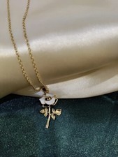 Stainless Steel Rose Pendant Chain for Women Water Proof Tarnish Free