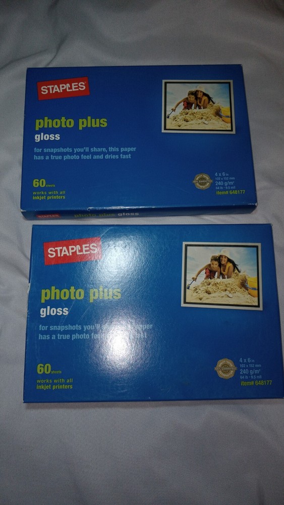Staples Photo Plus 4 X 6 inch Glossy Photo Printer Paper 60 sheets   Media Mail