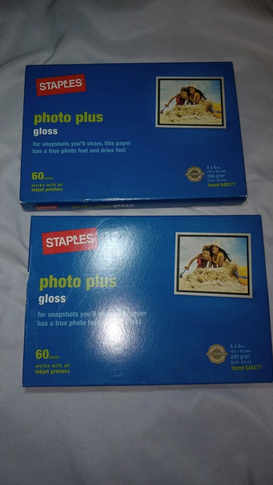 Staples Photo Plus 4 X 6 inch Glossy Photo Printer Paper 60 sheets   Media Mail