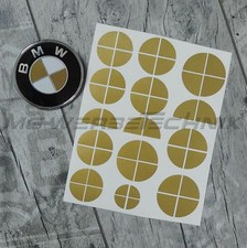 BMW emblema logo adesivo angoli 1 3 4 M3 X1 X3 X5 oro metallizzato lucido