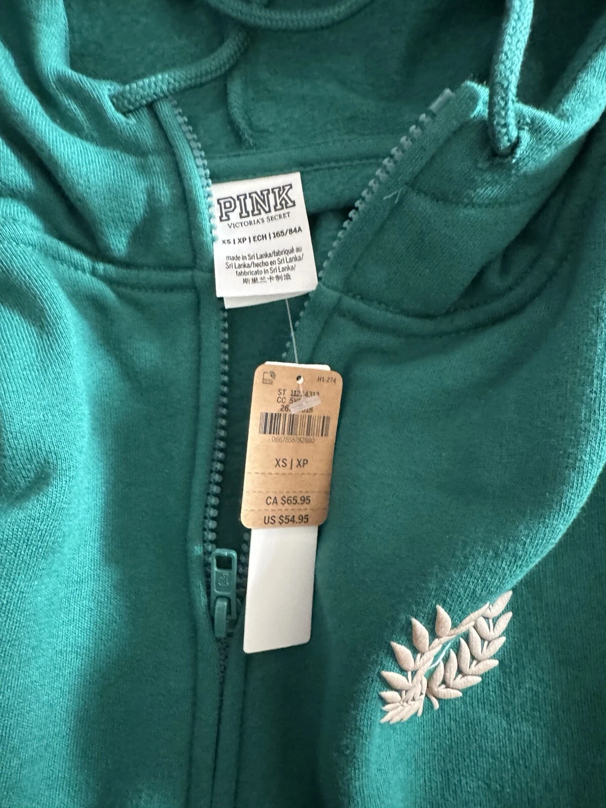 UNDERCOVER Felpa con cappuccio rosa Victoria secret full zip nuova con etichette verde xs