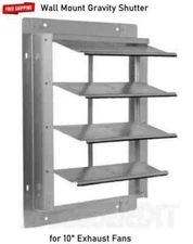 Wall Mount Gravity Shutter for 10" Exhaust Fans Aluminum Blades Damper Backdraft