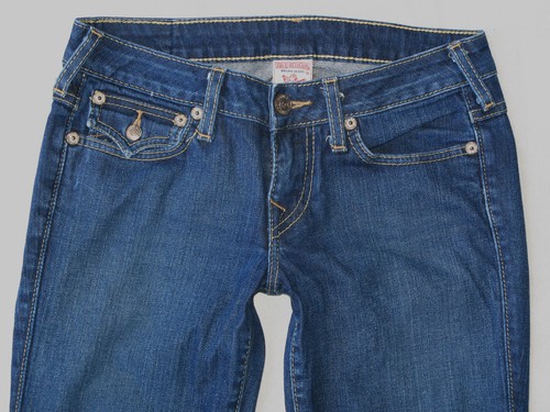 Pantalones de mezclilla rectos True Religion Billy para mujer talla 27 bolsillos con solapa azules con elástico - Imagen 4 de 12