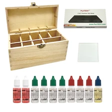 GOLD AND SILVER TEST LARGE STONE WOODEN BOX 14K 18K 22K WHITE 2X2