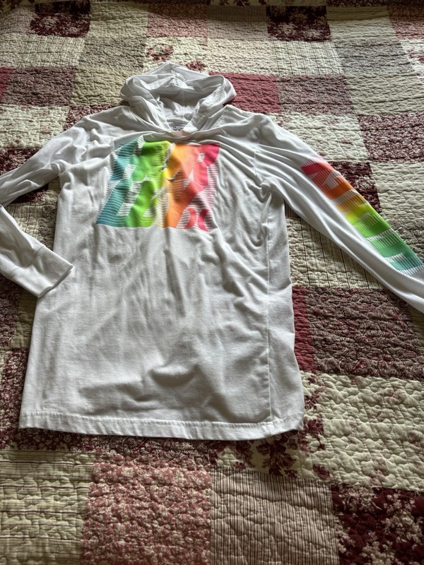 Girls Kids Hurley White Neon Long Sleeve Tee Shirt XL Orange Green