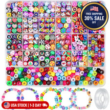 1200PCS Polymer Clay Beads Bracelet Making Kit Animal Letter Charms DIY Craft