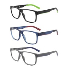 3 Pairs Reading Glasses Sports Style Frames with Spring Hinges, Flexible Blue...