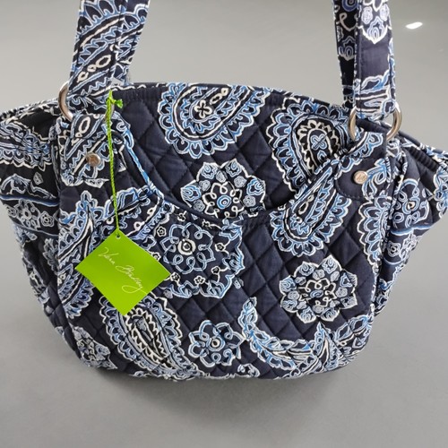 Vera Bradley Glenna Tote Blue Paisley Pattern Shoulder Quilted Soft Cotton NWT - Picture 1 of 13