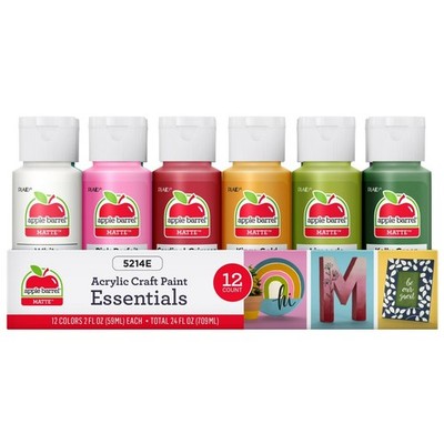 Apple Barrel Color Basics 2 fl oz. Acrylic Craft Paint Set 12 Pcs. Matte Finish