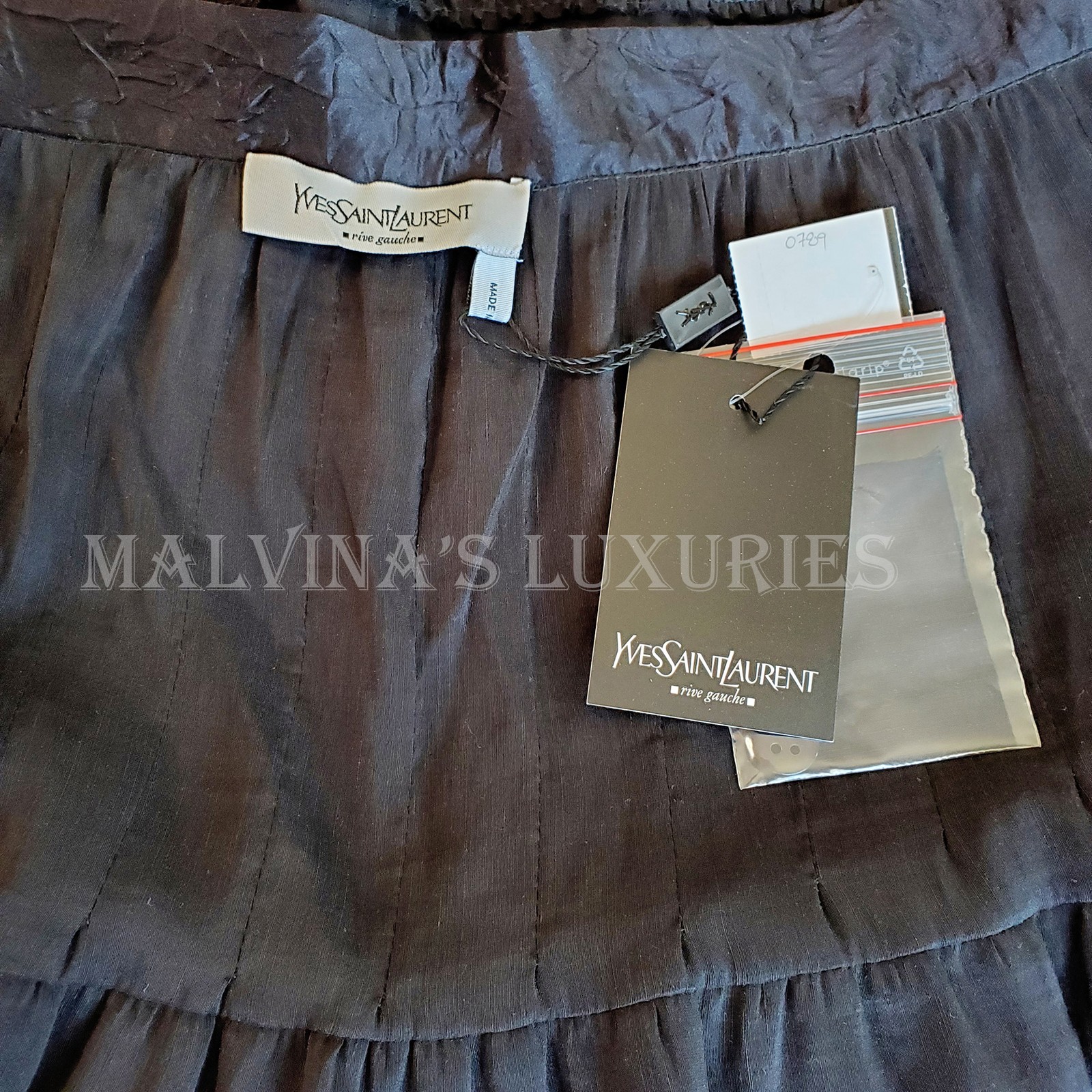 GONNA YVES SAINT LAURENT RIVE GAUCHE AVVOLGENTE CON VOLANT IN PELLE $1.290 44 US 12