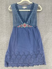 Flying Tomato Blue Embroidered Lace Sleeveless Lined A-Line Dress S