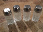 4 Vintage Anchor Hocking Wexford Salt Pepper Set Silver Colored Metal Tops