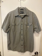Carhartt Men s Loose Fit Short-Sleeve Button-Down Work Shirt Size L Olive Gray