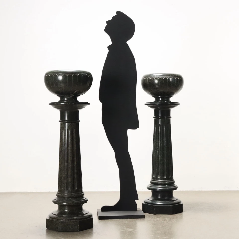 Columnas Antiguas Art Deco Mármol Verde Italia Siglo XX Originales Foto 2 de 4