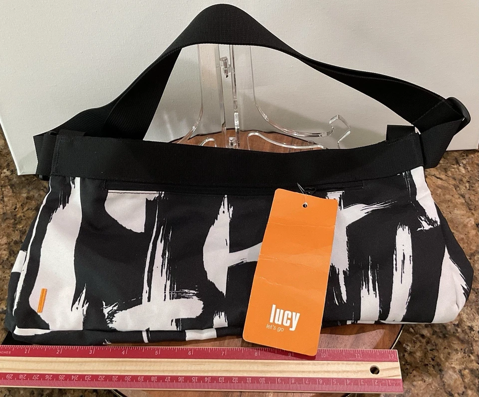 LUCY Yoga Flow Mat Bandolera Bolsa Portador Gimnasio Viaje Blanco y Negro Ajustable Nuevo Foto 2 de 4