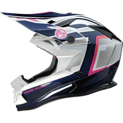 Moose Offroad MR3 Helmet - F.A.F. - White/Navy/Pink - Large 0110-8950
