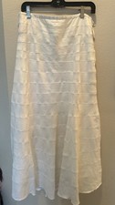Soft Surroundings Ivory Long Textured Tiered Skirt Women  s M 100 Linen Cotton