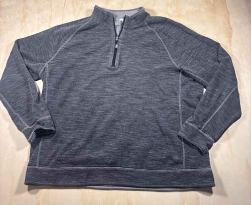 Tommy Bahama Jeans 1/4 Zip Sweater SZ XL Gray Textured Pullove