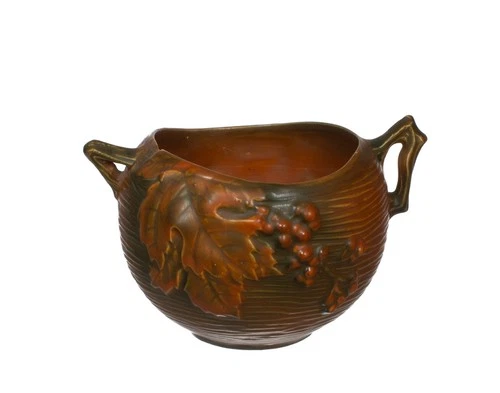 Roseville Orange Bushberry 411-4 Vase As is