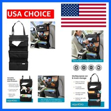 Storage Organizer with Car Tissue Box Holder and Multipurpose Pockets - Back ...