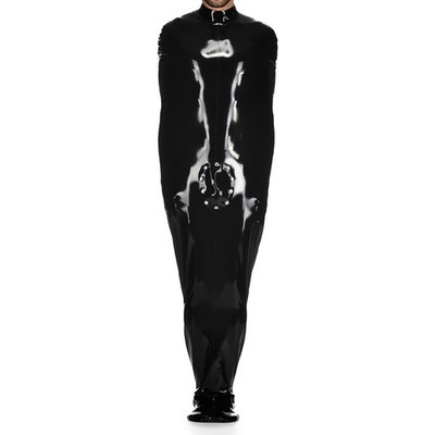 Latex Sleep Bag with Crotch Codpiece Buckle Rubber Gummi Catsuit Vacuum Body