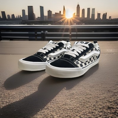 Vans Knu Skool Classic Checkerboard Black White Chunky Skate Shoes M9.5/W11 NWOB