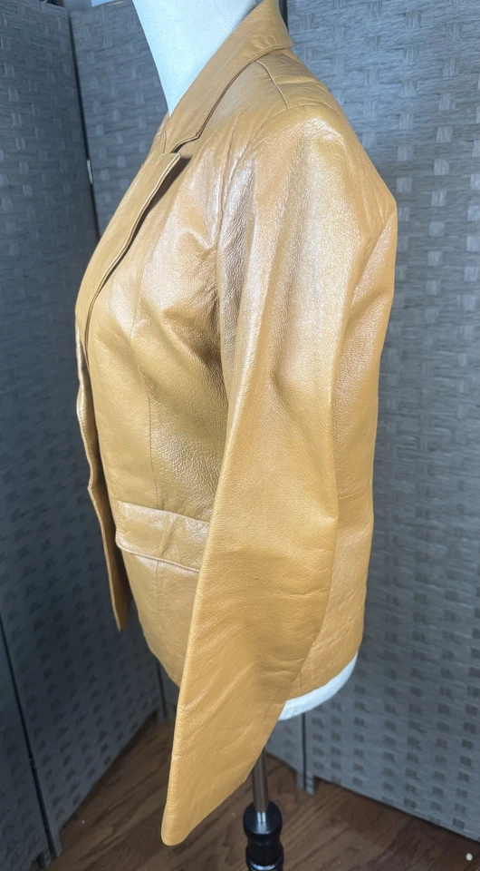 Bagatelle Blazer 女式 6 皮革夹克经典双纽扣内衬口袋 — 第 4/4 张图片