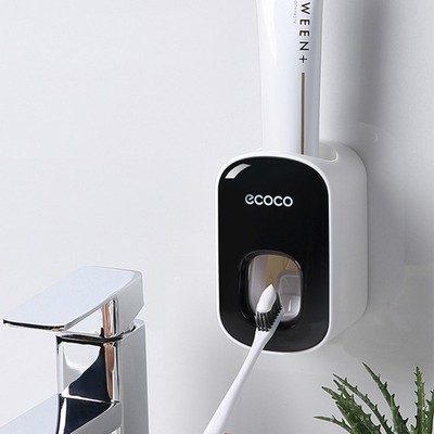 Wall Mounted Automatic Toothpaste Dispenser Holder Set with Cup Bathroom Storage
