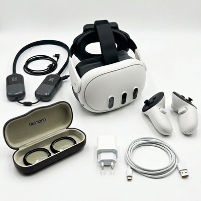 Meta Quest 3 (128 GB) Komplett-Set inkl. Kiwi Strap, AMVR Powerbank & Klick-Lins