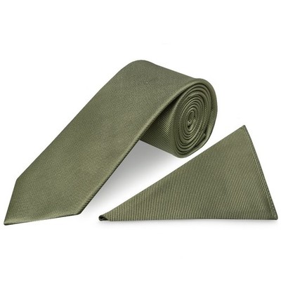 Oliv Seidentwill Klassische Herren Krawatte und Einstecktuch Set Normal Hochzeit Krawatte Set