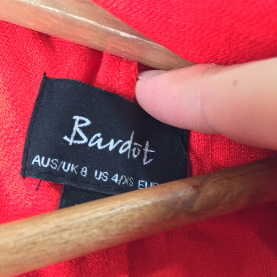 Bardot Mujer Mono Mameluco Talla 8 Rojo Manga Larga Cuello Viscosa 117034 Foto 4 de 4