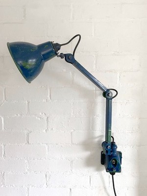 Vintage Industrie Wandlampe - EDL Anglepoise Stil - 40er Jahre - blaue Farbe
