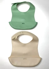 Upward Baby Silicone Feeding Bibs (2) - Dishwasher Safe, Food Catch Waterproof
