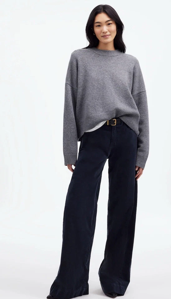 Madewell Super Wide Leg Dressy Pants Petite 26 P Deep Indigo Velvet High Waist