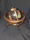 Semi-Precious Gemstone Inlaid 13” H World Globe with Compass in Copper Stand — photo 1